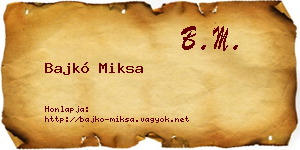 Bajkó Miksa névjegykártya